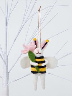 John Lewis Bunny in Bee Outfit Felt Hanging Decoration - view 2, Multi Yellow