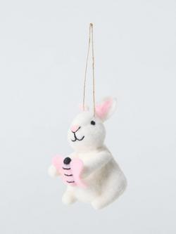 John Lewis Felt Bunny with Butterfly Decoration, White