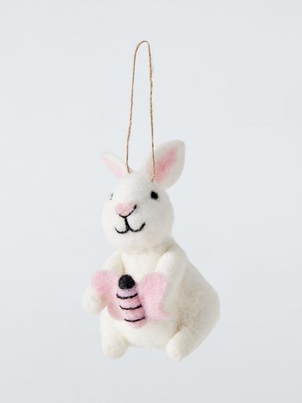 John Lewis Felt Bunny with Butterfly Decoration, White