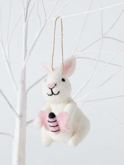 John Lewis Felt Bunny with Butterfly Decoration - view 2, White