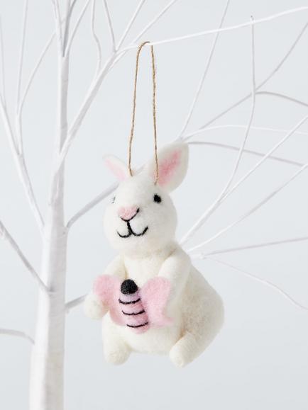 John Lewis Felt Bunny with Butterfly Decoration - view 2, White