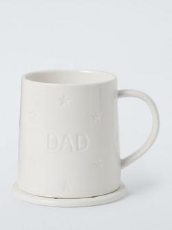 John Lewis Dad Fine China Mug & Coaster Set, 450ml, White, White White