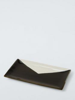 John Lewis Dipped Reactive Glaze Stoneware Platter, 23cm, Green, White