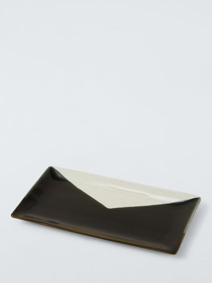 John Lewis Dipped Reactive Glaze Stoneware Platter, 23cm, Green, White