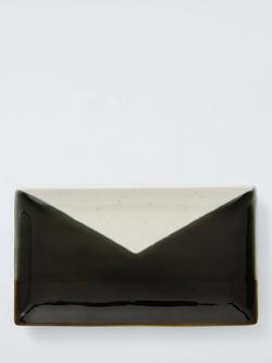 John Lewis Dipped Reactive Glaze Stoneware Platter, 23cm, Green - view 2, White