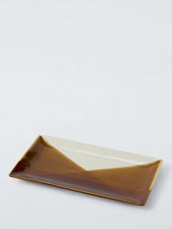 John Lewis Dipped Reactive Glaze Stoneware Platter, 23cm, Honey, White