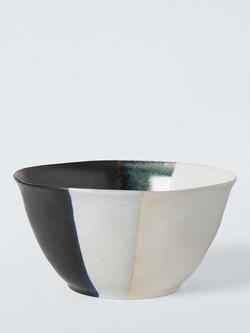 John Lewis Dipped Reactive Glaze Stoneware Serve Bowl, 23cm, Black, Black