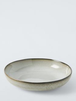 John Lewis Iver Reactive Glaze Stoneware Serve Bowl, 28cm, Moonlight, Natural
