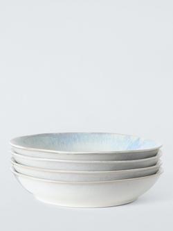 John Lewis Cove Stoneware Pasta Bowl, Set of 4, 23cm, Blue, White