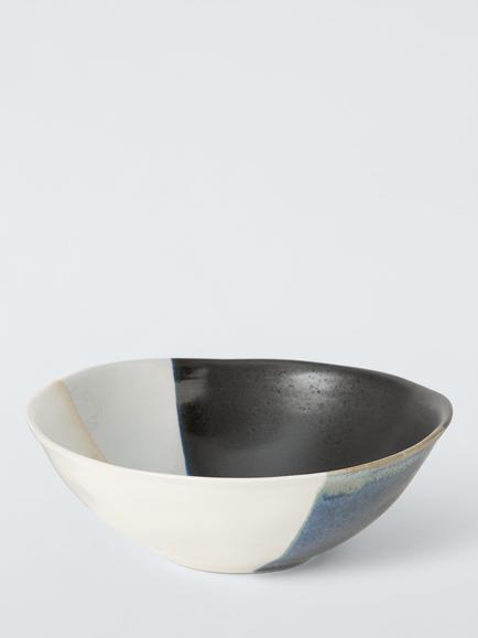 John Lewis Dipped Reactive Glaze Stoneware Cereal Bowl, 16cm, Black, Black