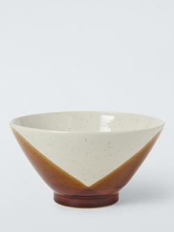 John Lewis Dipped Reactive Glaze Stoneware Ramen Bowl, 19cm, Honey, White