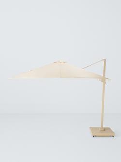 John Lewis Freestanding Premium Wood-Effect Adjustable Parasol & Base, 3m, Champagne