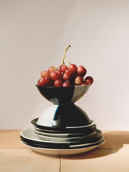 John Lewis Dipped Reactive Glaze Stoneware Pasta Bowl, 23cm, Black - view 2, Black