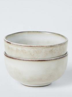 John Lewis Iver Reactive Glaze Stoneware Dip Bowl, Set of 2, 10cm, Moonlight, Natural