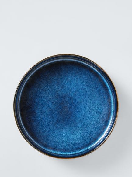 John Lewis Romy Reactive Glaze Stoneware Pasta Bowl, Set of 4, 22.8cm, Blue - view 2, Blue Mid