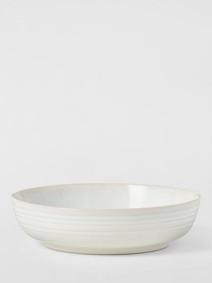 John Lewis Skye Reactive Glaze Stoneware Pasta Bowl, 22cm, Off White, White Off White