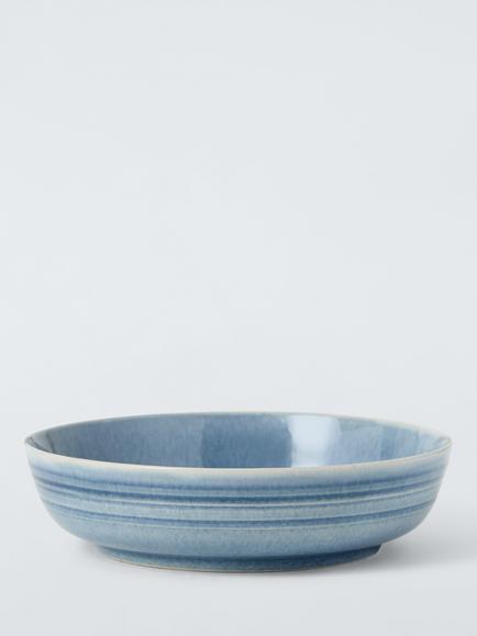 John Lewis Skye Reactive Glaze Stoneware Pasta Bowl, 22cm, Light Blue, Blue Light