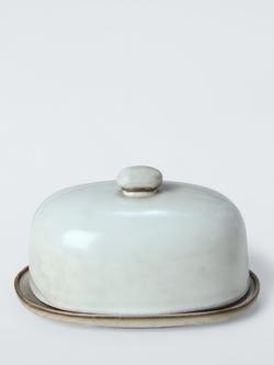 John Lewis Iver Reactive Glaze Stoneware Butter Dish, Moonlight, Natural