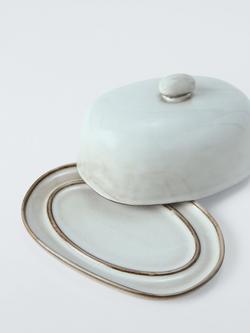 John Lewis Iver Reactive Glaze Stoneware Butter Dish, Moonlight - view 2, Natural