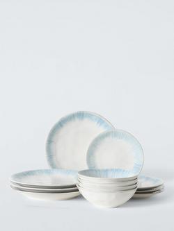 John Lewis Cove Stoneware Dinnerware, 12 Piece, Blue, White