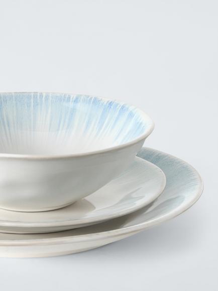 John Lewis Cove Stoneware Dinnerware, 12 Piece, Blue - view 2, White