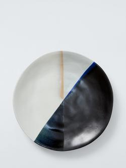 John Lewis Dipped Reactive Glaze Stoneware Dinner Plate, 27cm, Black, Black