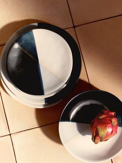 John Lewis Dipped Reactive Glaze Stoneware Dinner Plate, 27cm, Black - view 2, Black