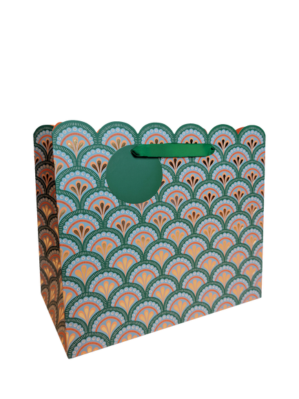Eleanor Stuart Art Deco Scalloped Gift Bag, Dark Green, Dark Green