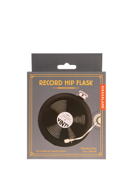 Kikkerland Vinyl Hip Flask, Black, Black