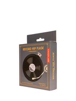 Kikkerland Vinyl Hip Flask, Black - view 2, Black