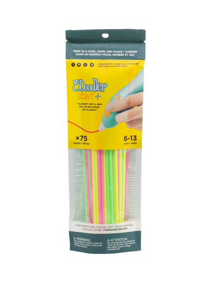 3Doodler Start+ Filament Refill Pack, 75 Piece, Multi, Multi