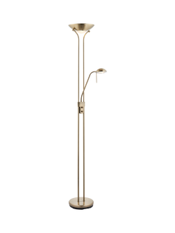 Bay Lighting Rocca Uplighter & Reading Light Double Floor Lamp, Metallic Brass