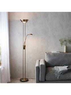 Bay Lighting Rocca Uplighter & Reading Light Double Floor Lamp - view 2, Metallic Brass