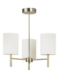 Bay Lighting Briorie 3 Arm Semi Flush Ceiling Light, Metallic Brass/Cream