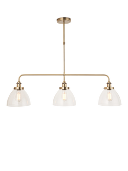 Bay Lighting Carter 3 Arm Linear Ceiling Light, Metallic Brass/Clear, Metallic Brass/Clear