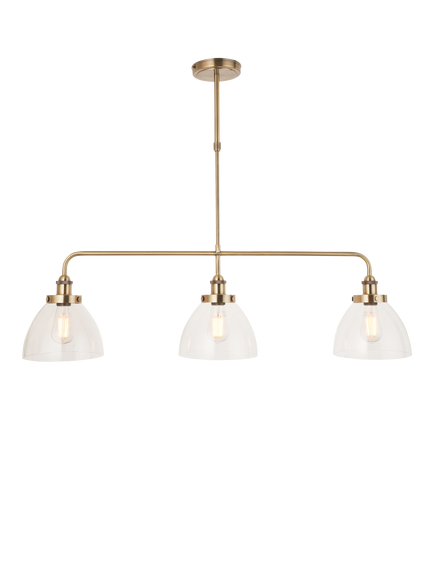 Bay Lighting Carter 3 Arm Linear Ceiling Light, Metallic Brass/Clear, Metallic Brass/Clear