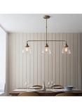 Bay Lighting Carter 3 Arm Linear Ceiling Light, Metallic Brass/Clear