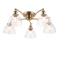 Bay Lighting Carter 5 Arm Semi Flush Ceiling Light, Metallic Brass/Clear