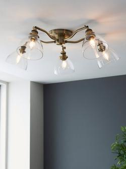 Bay Lighting Carter 5 Arm Semi Flush Ceiling Light, Metallic Brass/Clear - view 2, Metallic Brass