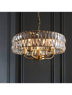 Bay Lighting Clarie 5 Bulb Cut Glass Pendant Ceiling Light, Metallic Brass - view 2, Metallic Brass