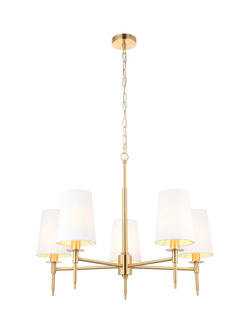 Bay Lighting Louis 5 Arm Ceiling Light, Metallic Brass, Metallic Brass