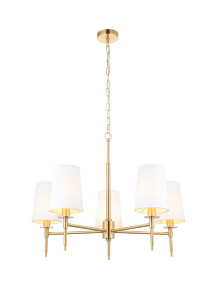 Bay Lighting Louis 5 Arm Ceiling Light, Metallic Brass, Metallic Brass