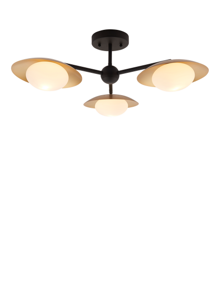 Bay Lighting Rajka 3 Arm Ceiling Light, Bronze, Nearly Black
