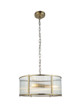 Bay Lighting Rika 3 Bulb Ribbed Glass Pendant Ceiling Light, Metallic Brass