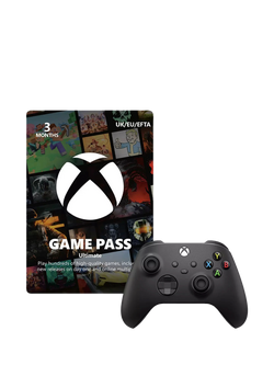 Microsoft Xbox Wireless Controller, Black, with Game Pass Ultimate, 3 Months, Black