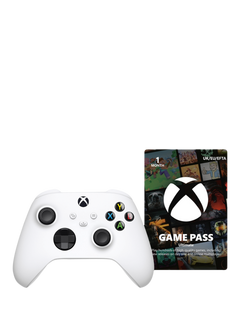 Microsoft Xbox Wireless Controller, White, with Game Pass Ultimate, 1 Month