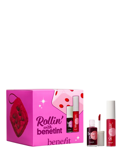 Benefit Rollin' with Benetint Cheek & Lip Tint and Limited Edition Lip Oil Duo with Beauty Bag Makeup Gift Set, 