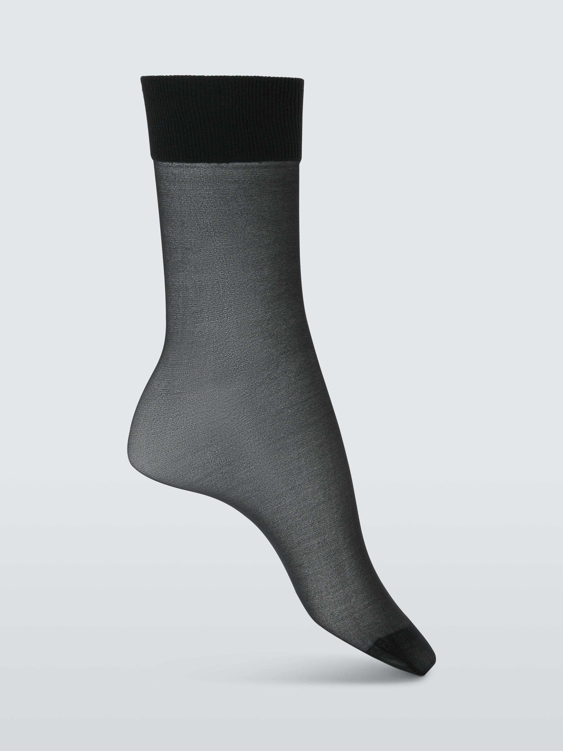 Product image 1 of 3, which shows John Lewis 10 Denier Knee-High Tights, Pack of 3, Navy