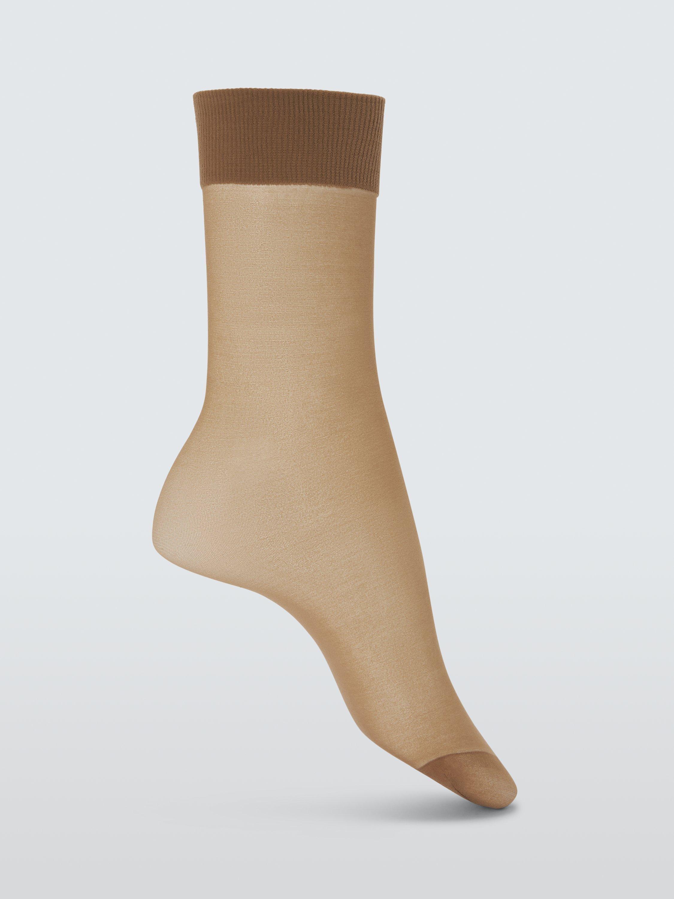 Product image 1 of 3, which shows John Lewis 10 Denier Knee-High Tights, Pack of 3, Caramel