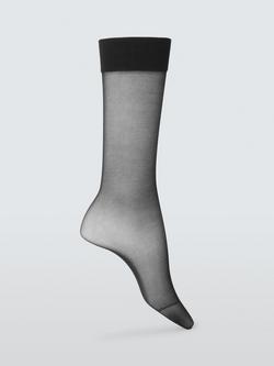 John Lewis 15 Denier Medium Support Knee High Tights, Pack of 2, Black, Black